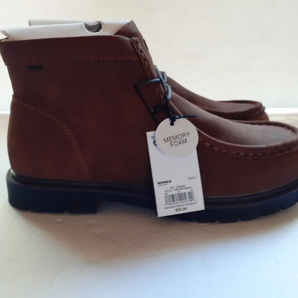 Sonoma Boys Boots Brown Faux Suede Mock Toe Size 6 New